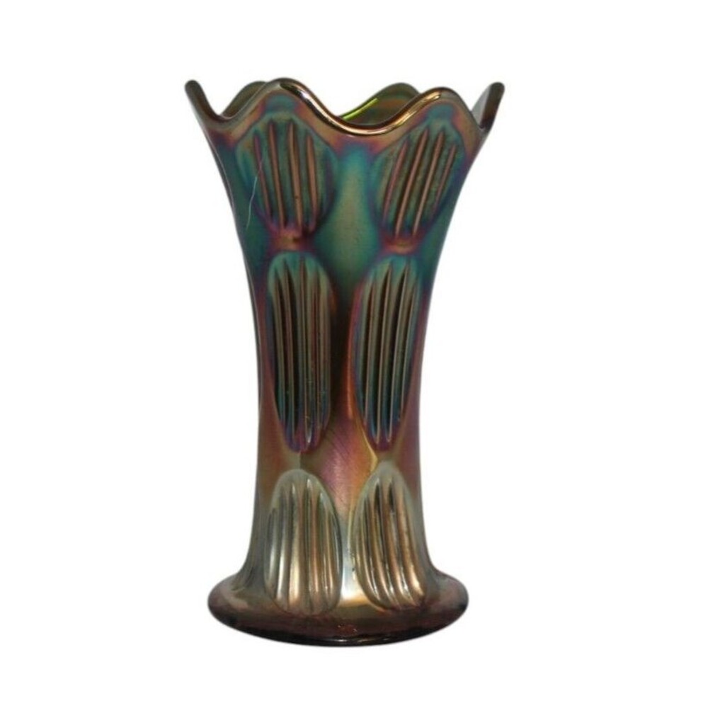 Vintage Irridescent Carnival Glass Vase 7" Tall Fenton?